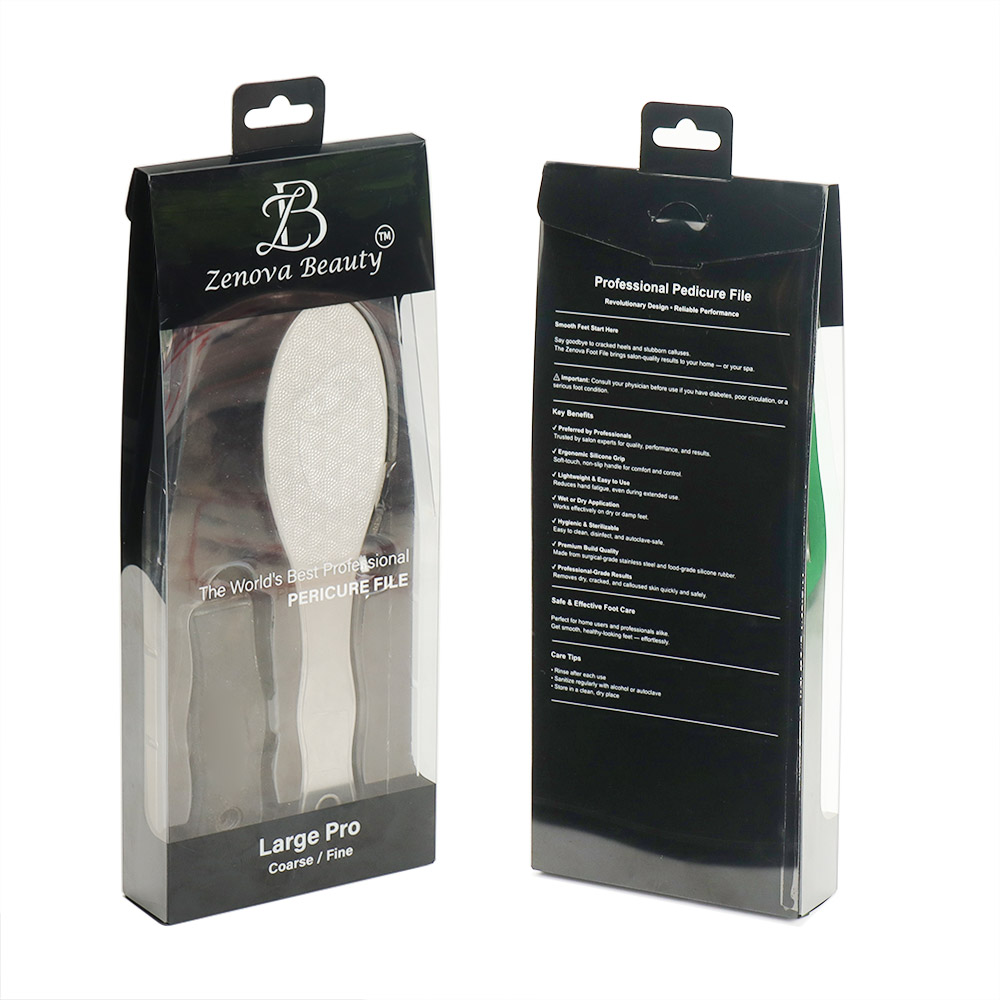 Custom Hanging Printing Clear Plastic Boxes Smooth Feet Pericure File Plastic Packing Boxes