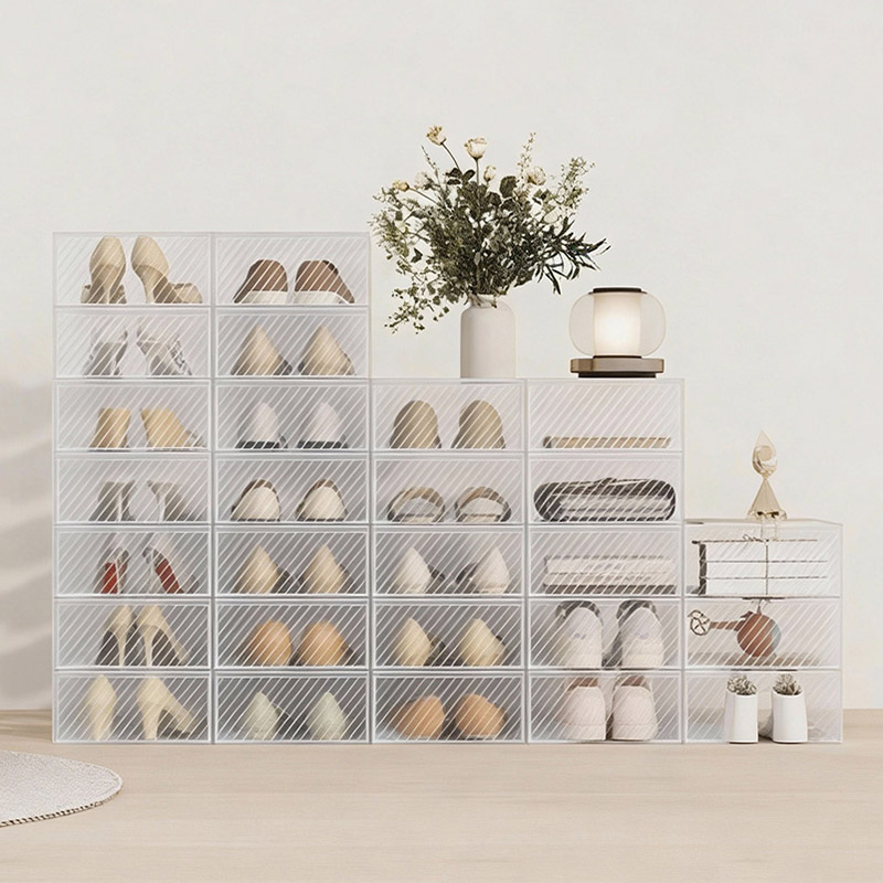 Foldable PP Clear Plastic Shoe Boxes Research and Development Design Transparent Boxes for Shoes